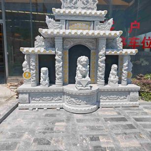柳州芝麻白中国黑石材套墓 花岗岩墓碑